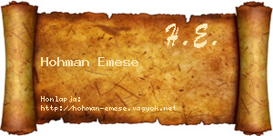 Hohman Emese névjegykártya
